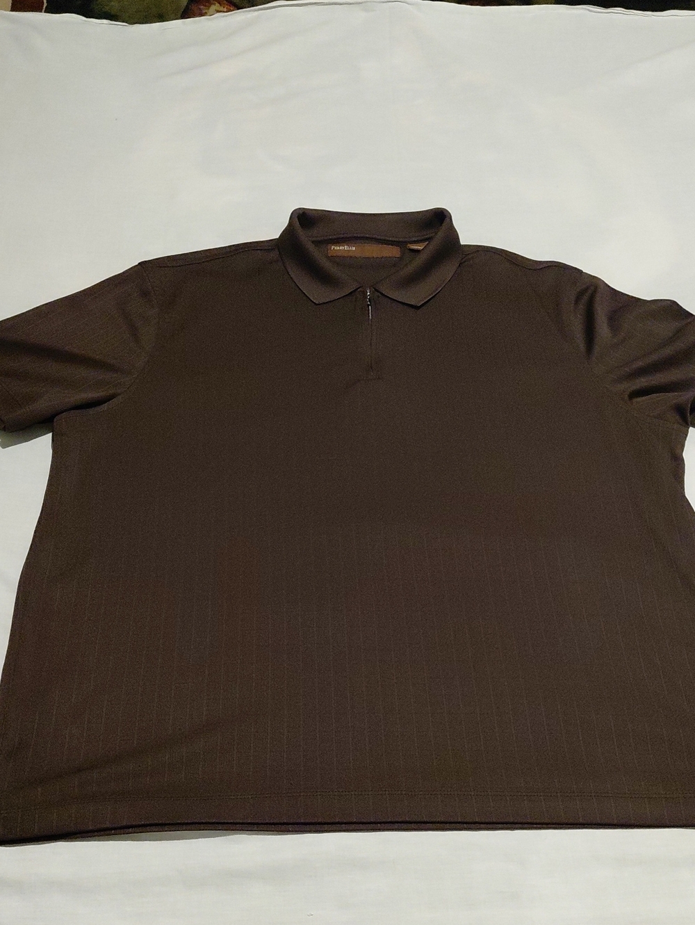 Perry Ellis Men's Brown Zip-Front XL  Polo Shirt